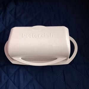 Better Dish Butter Dish with Flip Top Lid  White Plastic
